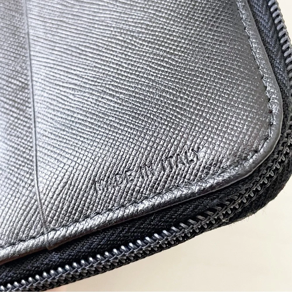 Prada black nylon triangle logo medium compact zip wallet vintage
